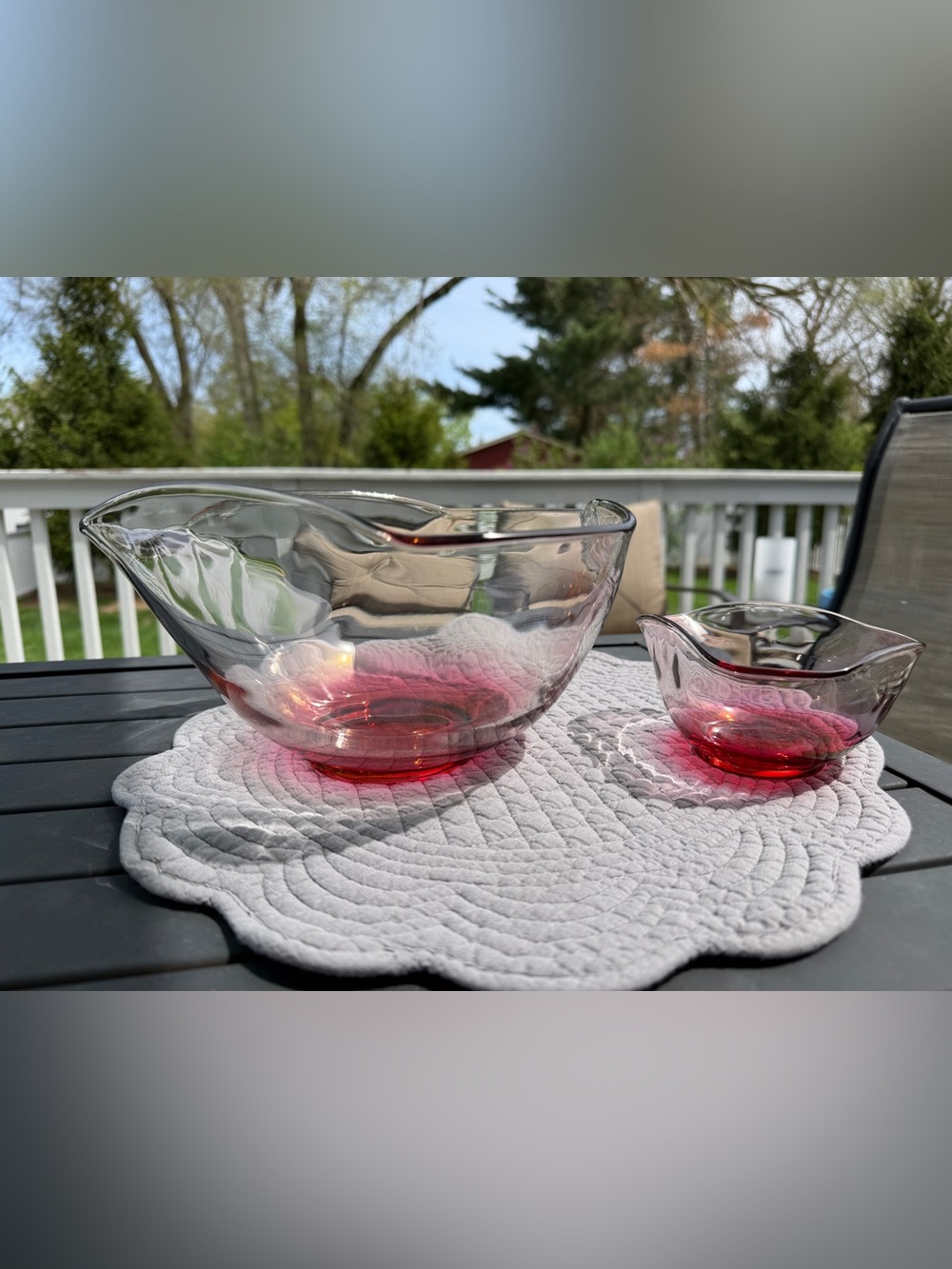 Indiana Glass Ruby Ombré Chip and Dip 2 piece set